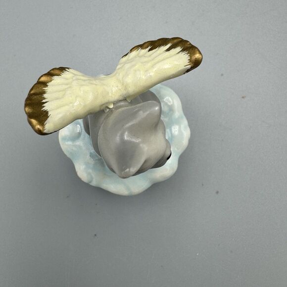 Vtg Unmarked Angel Cat Sitting on Cloud Hinged Trinket Box Heavenly Winged Kitty - Picture 4 of 10